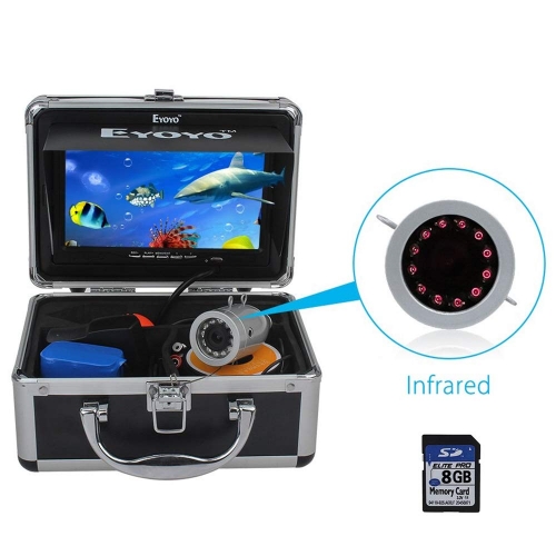 Eyoyo Portable 7 inch LCD Monitor Fish Finder Waterproof Underwater 1000TVL Fishing  Camera (7 inch Infrared Lights(30m) + DVR),7 Fishing Camera