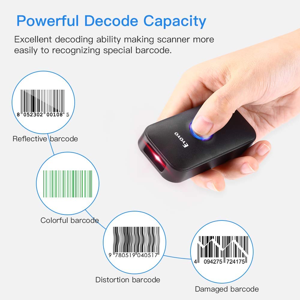 Eyoyo Mini 1d Bluetooth Barcode Scanner 3 In 1 Bluetooth And Usb Wired And 24g Wireless Barcode 3809